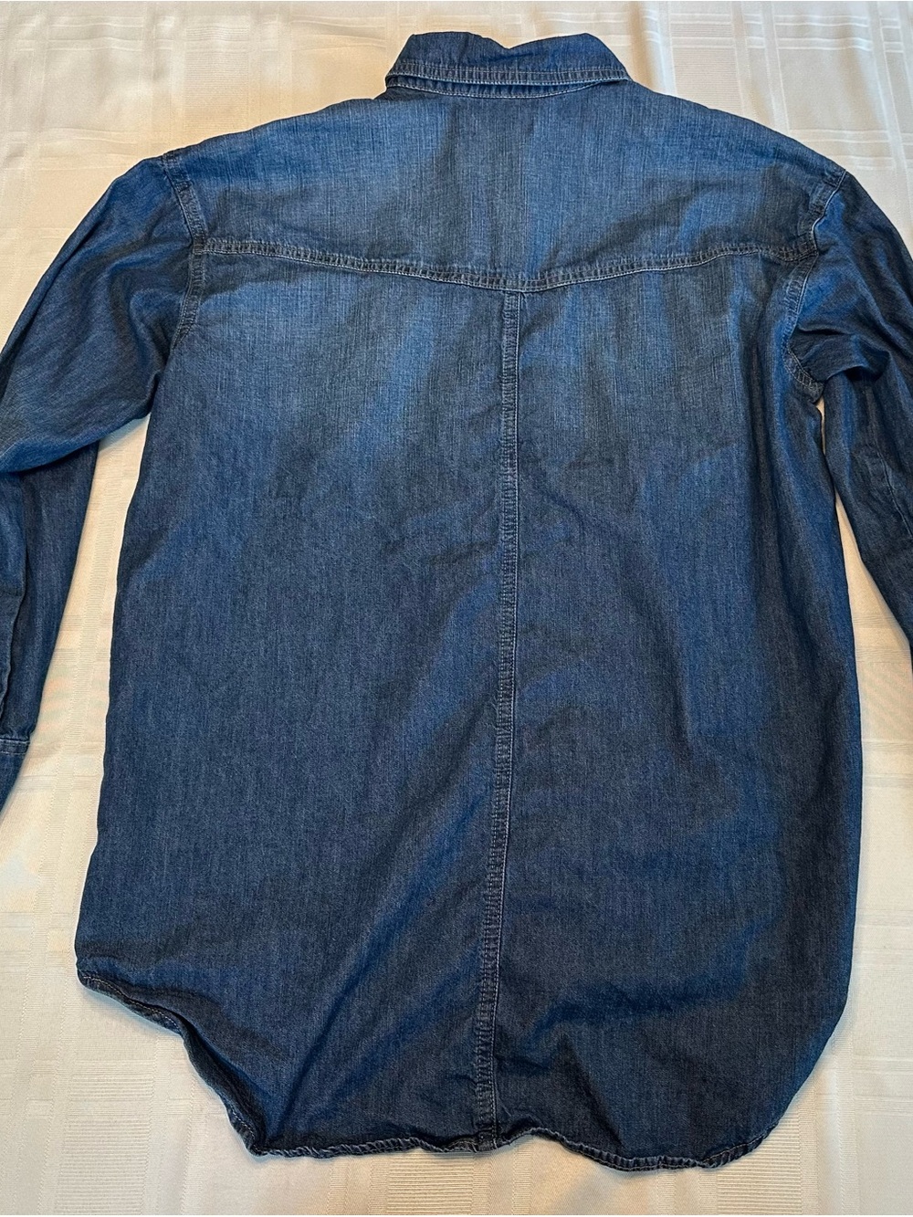 Sofia Vergara‎ Women's Medium Boyfriend Oversized Blue Tunic Shirt Denim Button - Picture 3 of 7